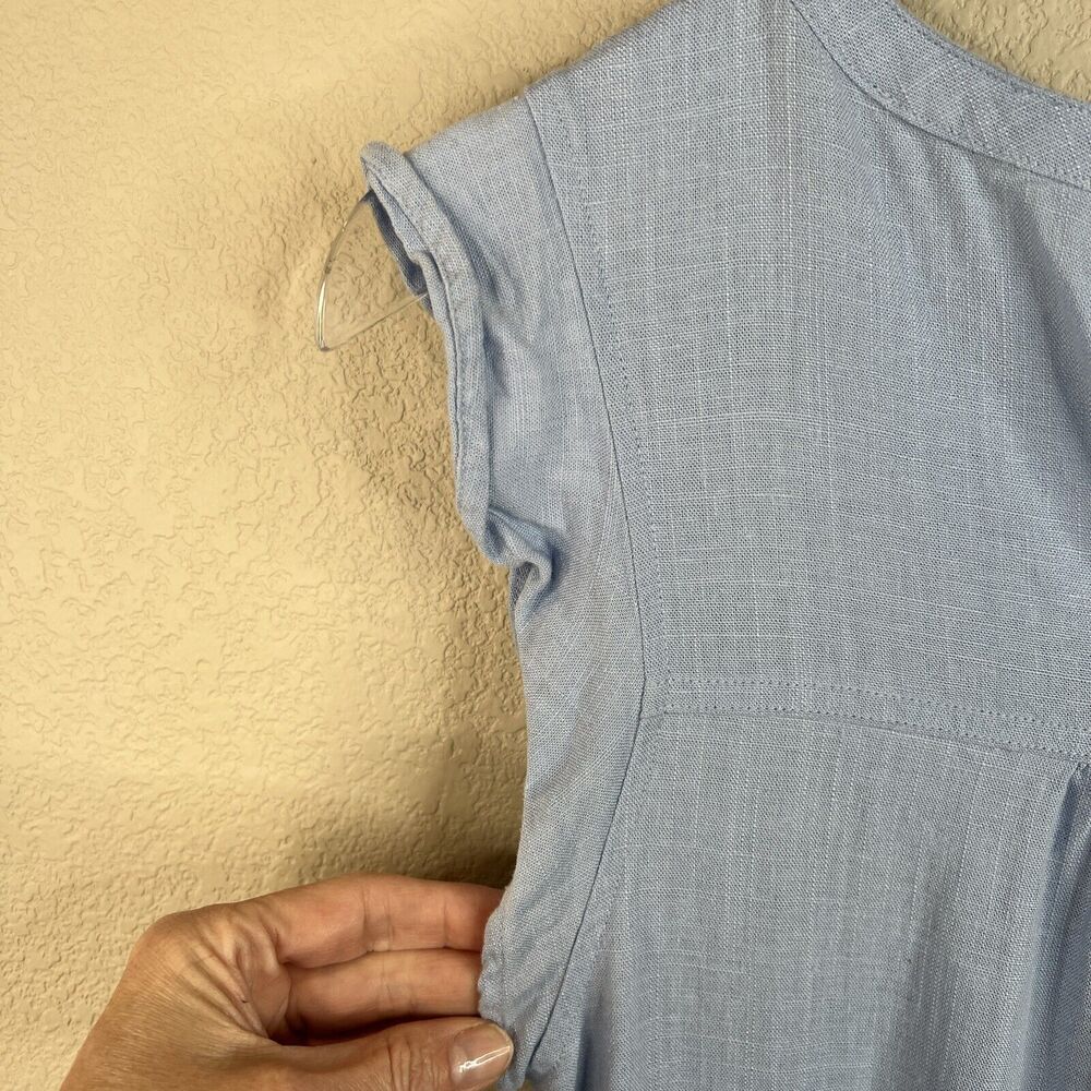 New In Women’s Light Blue Mini Tiered Ruffle Classic Coastal Small Sleeveless - Picture 10 of 16